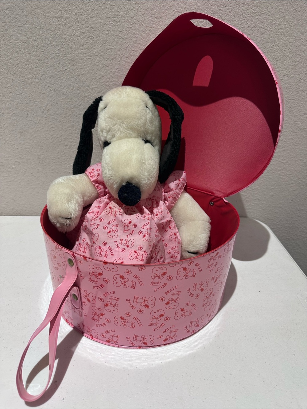Vintage Snoopy Belle Wardrobe Hat Box With 1968 Belle Plush And Dress